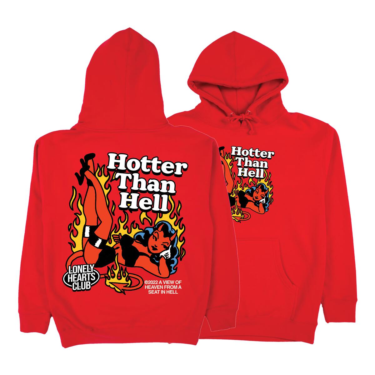Lonely Hearts Hotter than Hell Hoodie Red