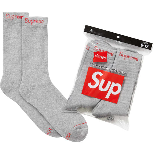 Supreme/Hanes Crew Socks  - Grey