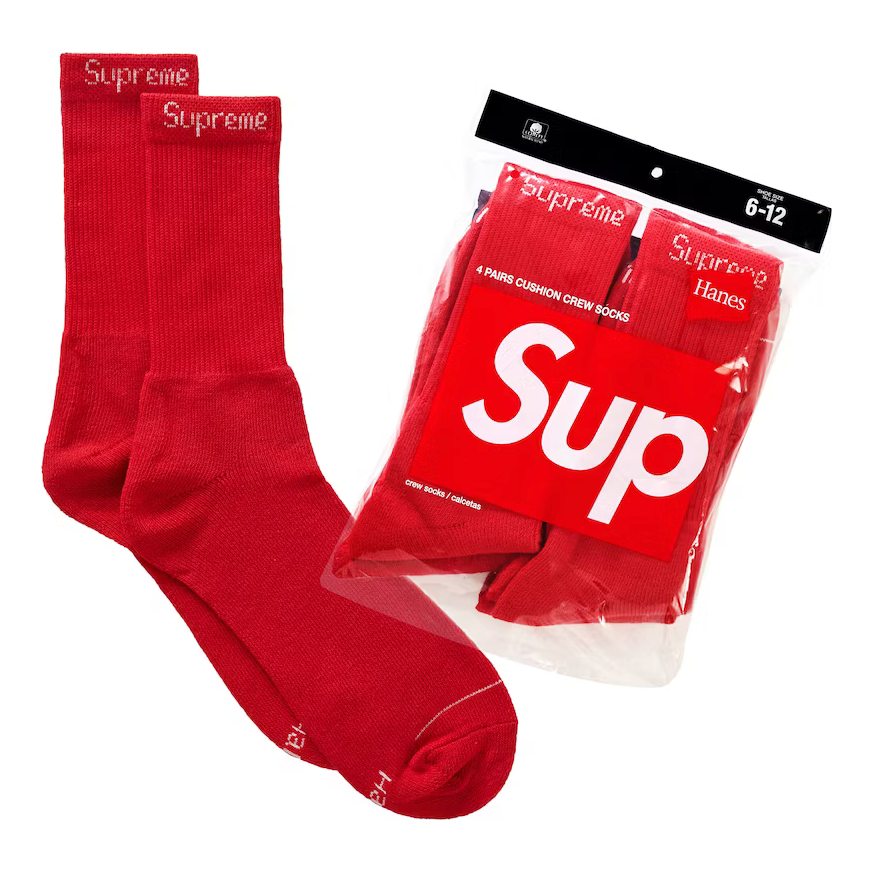 Supreme/Hanes Crew Socks  - Red