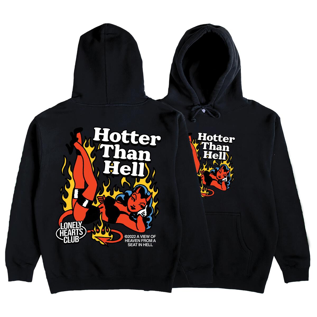 Lonely Hearts Hotter than Hell Hoodie Black
